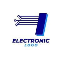 letter I with electronic circuit decoration initial vector logo design element