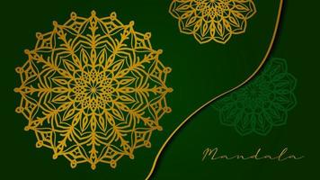 luxurious golden mandala with royal green background for web or print vector design element