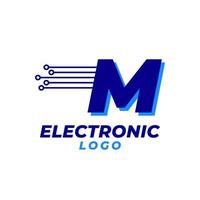 letra m con elemento de diseño de logotipo de vector inicial de decoración de circuito electrónico