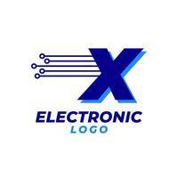 letra x con elemento de diseño de logotipo de vector inicial de decoración de circuito electrónico