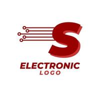 letter S with electronic circuit decoration initial vector logo design element