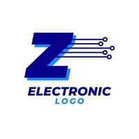 letter Z with electronic circuit decoration initial vector logo design element