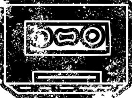 grunge icon drawing of a retro cassette tape vector