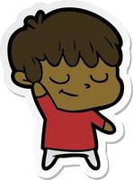 sticker of a happy cartoon boy vector