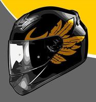 yellow winged black cool helm... vector