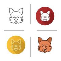 German Spitz icon. Hunting dog breed. Flat design, linear and color styles. Isolated vector illustrations