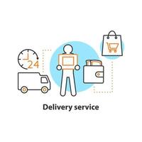 Delivery service concept icon. Courier idea thin line illustration. Shipment. Vector isolated outline drawing