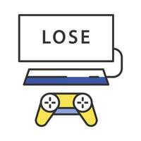 Losing game color icon. Game over. Esports gameplay. Gaming session end. Isolated vector illustration