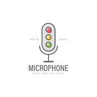 Traffic light with microphone line logo design icon illustration vector