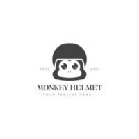 Monkey with helmet logo design icon illustration vector