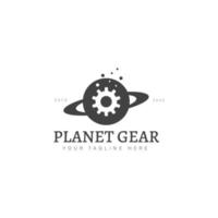 Gear with planet logo design icon illustration vector