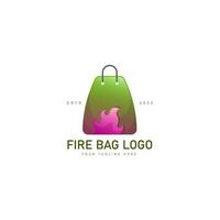 fuego con ilustración de icono de diseño de logotipo de bolsa vector