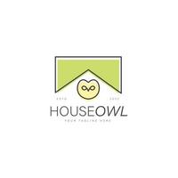 House owl line art logo design illustration icon vector