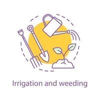 Irrigation and weeding concept icon. Farming idea thin line illustration. Plant growing. Garden work. Agriculture. Vector isolated outline drawing