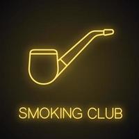 Tobacco pipe neon light icon. Smoking club glowing sign. Vector isolated illustration