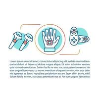 Ilustración lineal del concepto de controladores de movimiento vr. dispositivos de realidad virtual. guantes hápticos, controlador inalámbrico, consola. artículo, folleto, página de revista. diseño de impresión. dibujo de contorno aislado vectorial vector