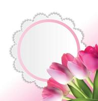 Beautiful Pink Realistic Tulip Background Vector Illustration