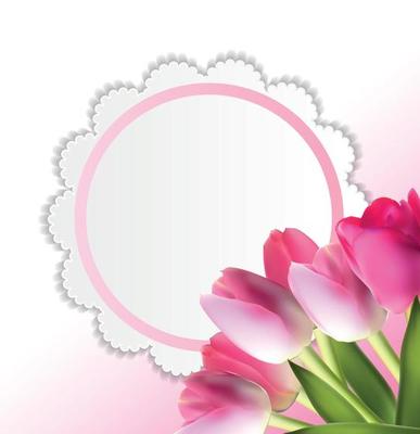 Beautiful Pink Realistic Tulip Background Vector Illustration