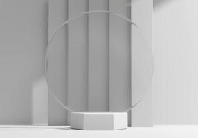 Abstract Minimal Modern White Podium Platform For Product Display Showcase 3D Rendering photo