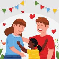 Young Couples Adopting Black Kids vector