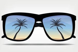 Gafas de sol con una ilustración de vector de palmera