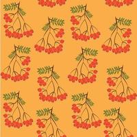 Seamless pattern background with rowanberrys and leafs vector
