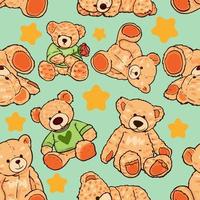 Doodle Bear Seamless Pattern Background vector