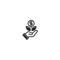 planta de árbol de dinero con icono de línea de dólar de moneda. signo de estilo lineal para concepto móvil y diseño web. icono de vector de contorno. símbolo, ilustración de logotipo. gráfico vectorial