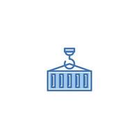 Container loading filled line icon. linear style sign for mobile concept and web design. Outline vector icon. Symbol, logo illustration. Vector graphic