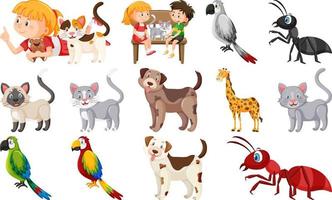 conjunto de varios animales salvajes en estilo de dibujos animados vector