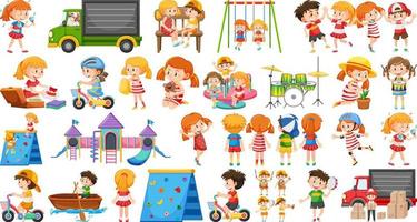 Set of children doing different activities vector