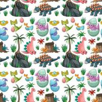 Cute dinosaur seamless pattern vector