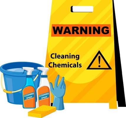 Cleaning chemicals warning sign