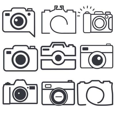 camera of line  icons sign set