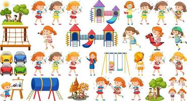 Set of children doing different activities vector