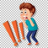 A surprised man cartoon character on grid background vector