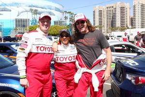 LOS ANGELES, APR 9 - Dakota Meyer, Wanda Sykes, Andy Bell at the Toyota ProCeleb Race Press Day 2013 at the Toyoto Grand Prix Circuit on April 9, 2013 in Long Beach, CA photo