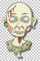 Creepy zombie head on grid background vector