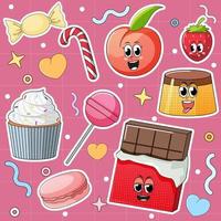 conjunto de divertidos personajes de comida y postre vector