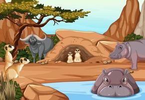 Dryland forest with animals vector