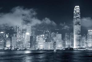 Hong Kong skyline black and white photo