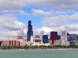 Chicago skyline over Lake Michigan photo