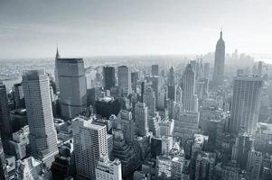 New York City skyline black and white photo