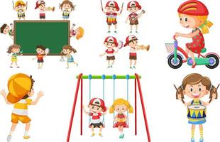 Set of children doing different activities vector