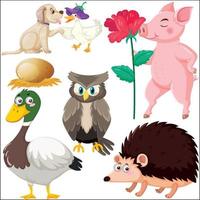 Set of various wild animals in cartoon style vector