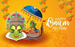 Onam Hindu harvest festival poster vector