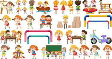 Set of children doing different activities vector