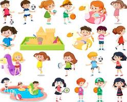 conjunto de niños haciendo diferentes actividades. vector