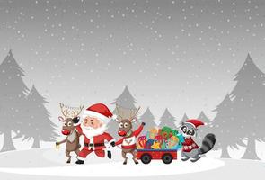 Christmas holidays with Santa and reindeers vector