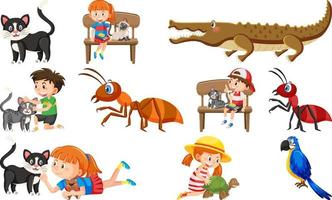 Set of various wild animals in cartoon style vector